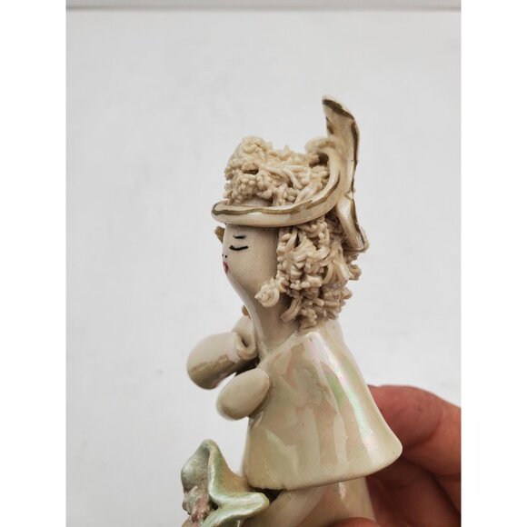 Mid Century Italian Flower Lady Figurine, Seated Lady , Hand Made and Painted - - Picture 9 of 10